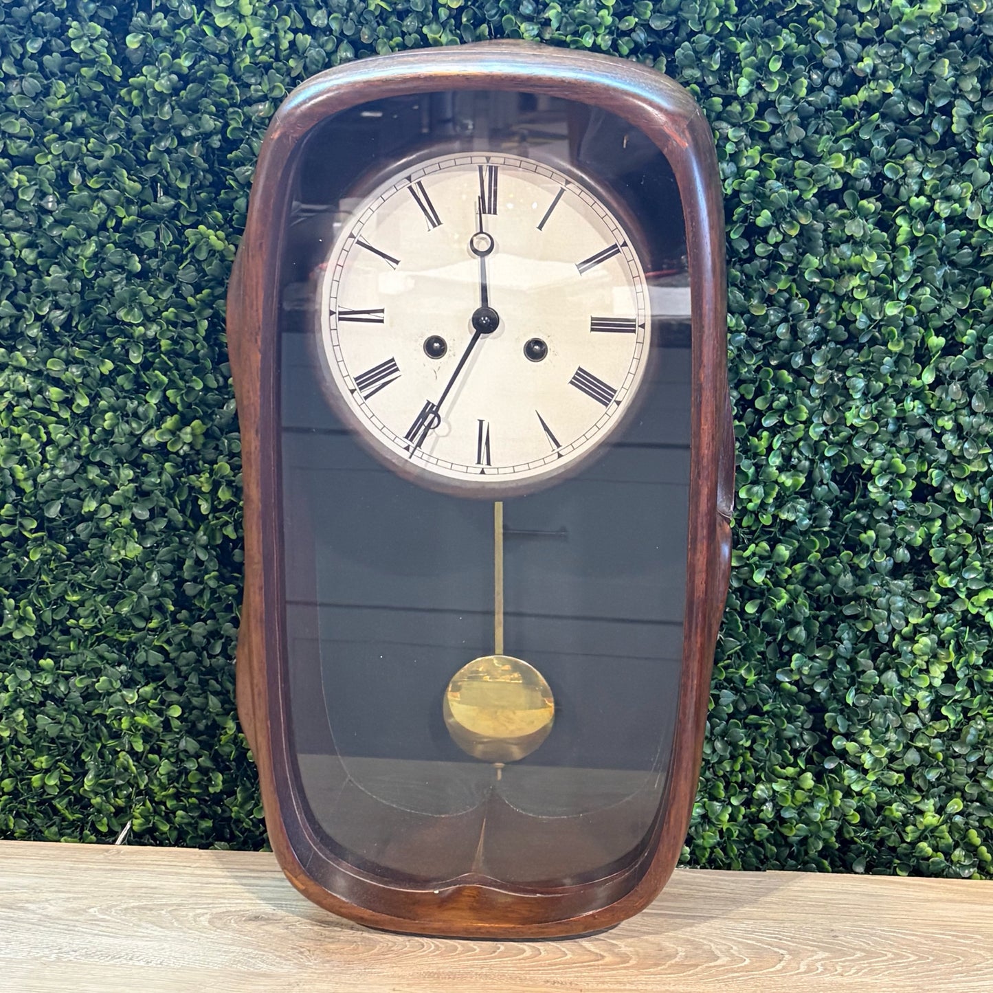 VTG Walnut Wall Clock w/Brass Pendulum By E. White, 19"H x 10"W x 6"D