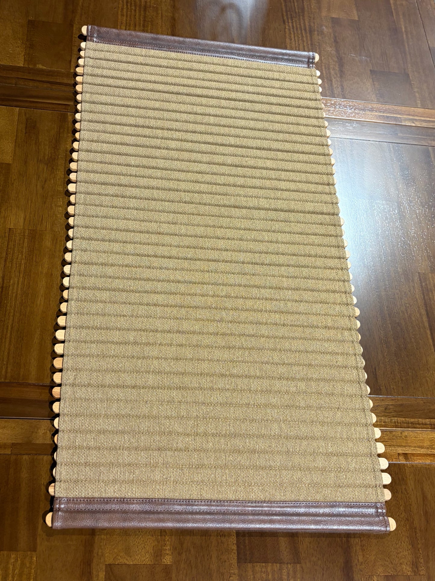 Woven Wood & Leather Table Runner/Mat, 36"L x 18"W