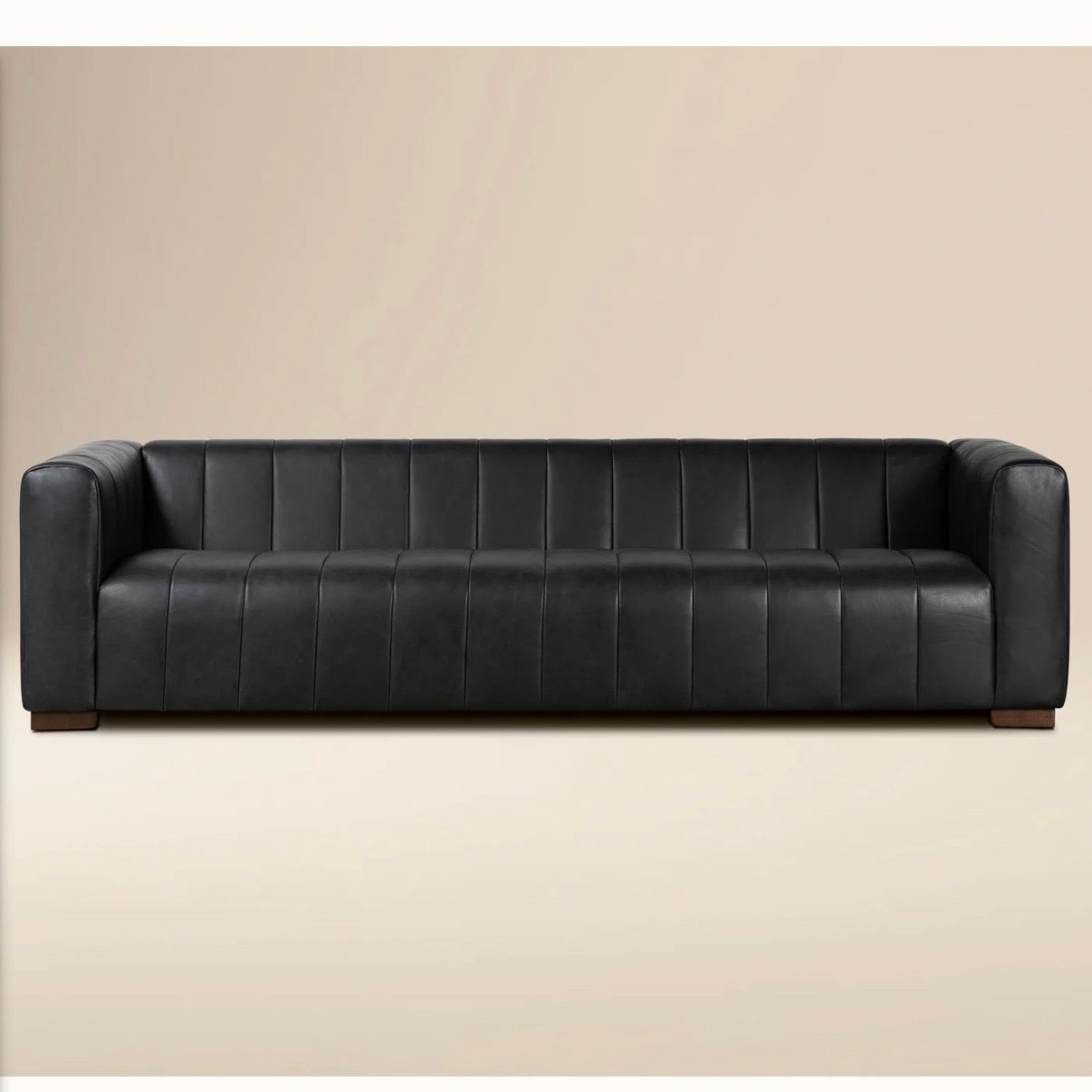 NEW Canale 99" Leather Sofa,  Onyx Black, 99"W x 37.5"D x 26.5"H