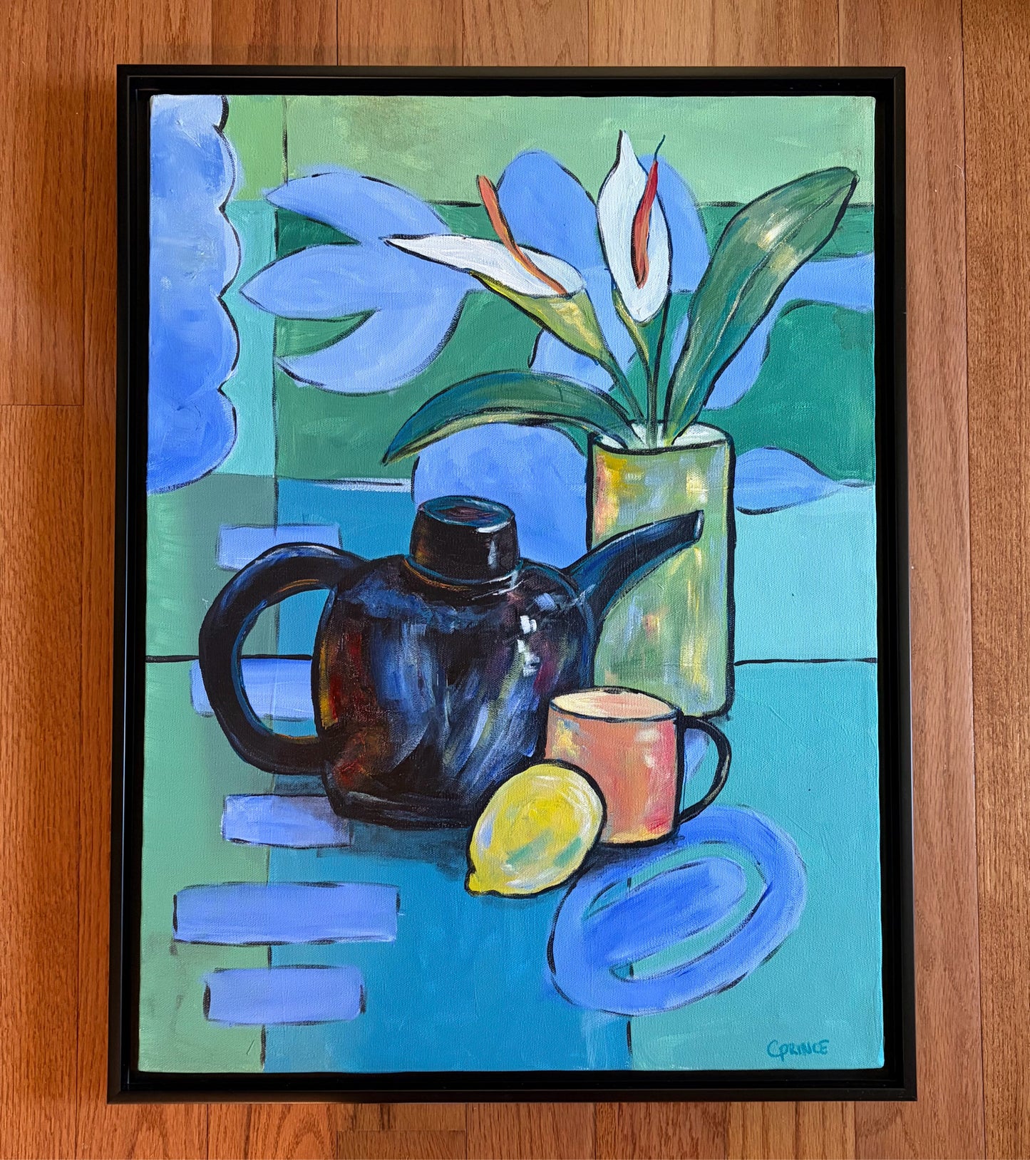 Original Painting Abstract Still Life by Carrie Prince, 19.5"W x 25.5"H  x 1.5"D