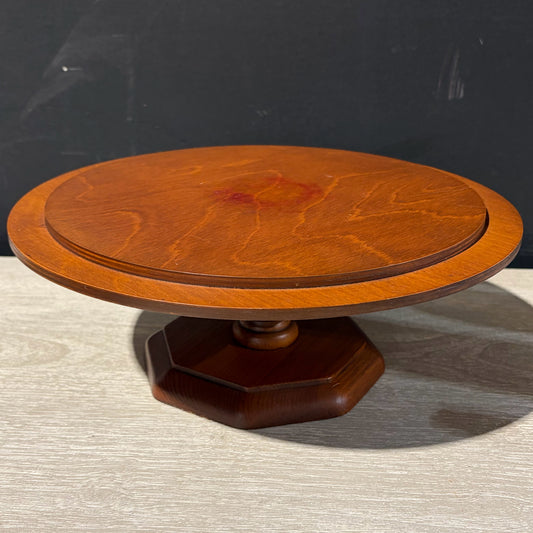 Vintage Wooden Cheese Stand, 12" Dia x 4.5"H
