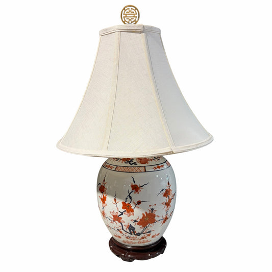 Cherry Blossom Porcelain Lamp, 25"H