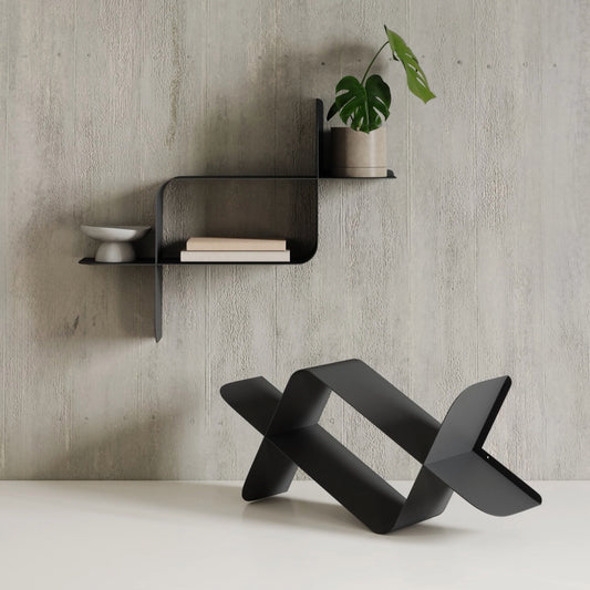 Montage Metal Wall Shelf (Set of 2), Black,  24"W x 6"D x 18.7"H