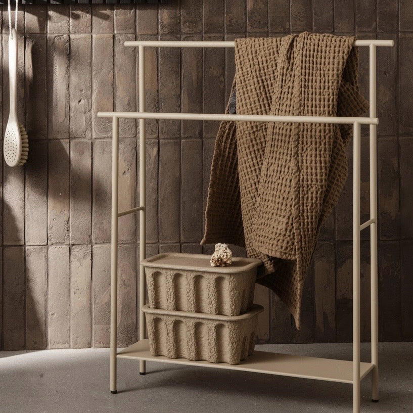 Dora Towel Stand, Cashmere, 28.5" W x 7.7" D x 34.8"H