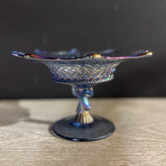 Fenton Carnival Glass Compote 7" W x 4.25" H