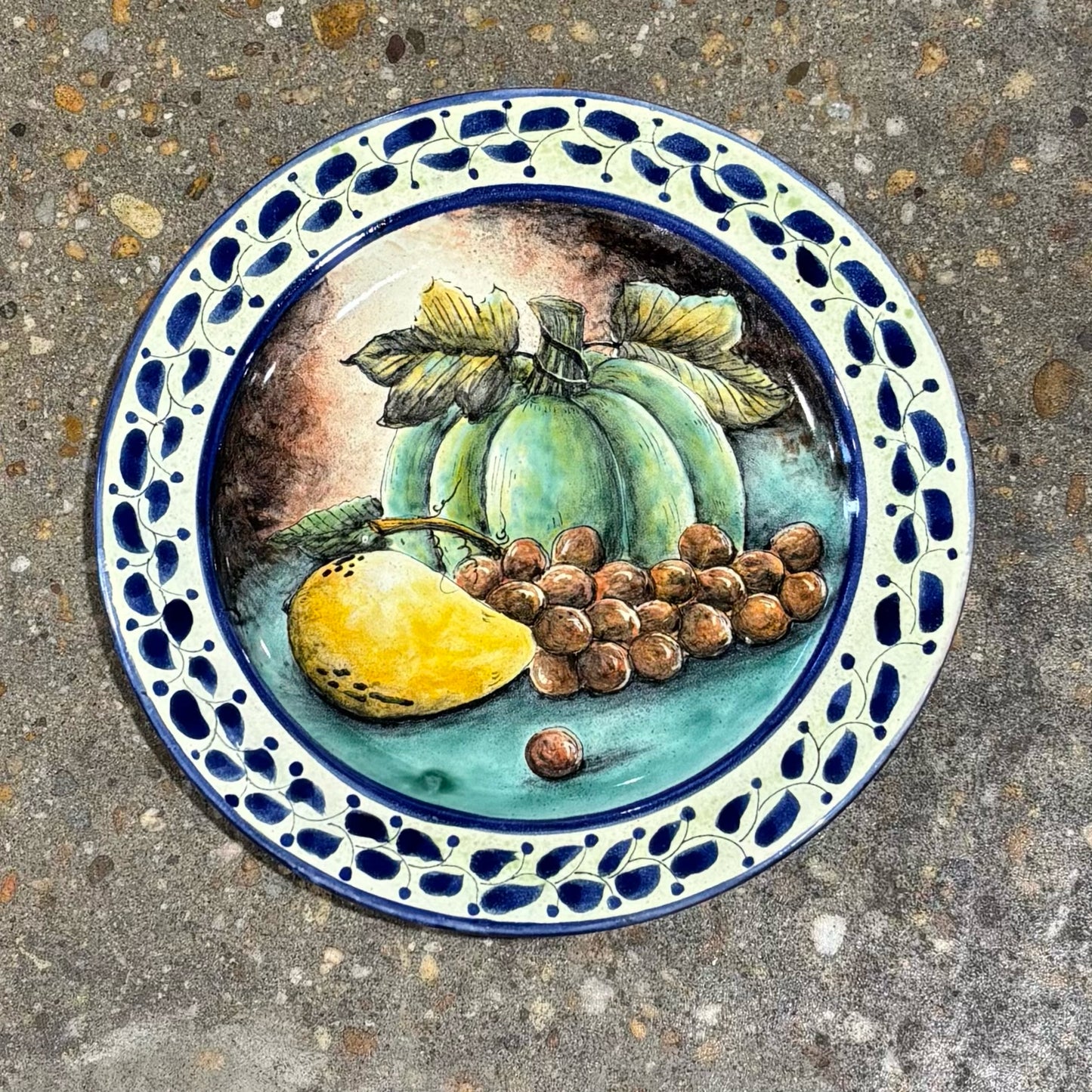 Majolica Platter, fruit, 13" D