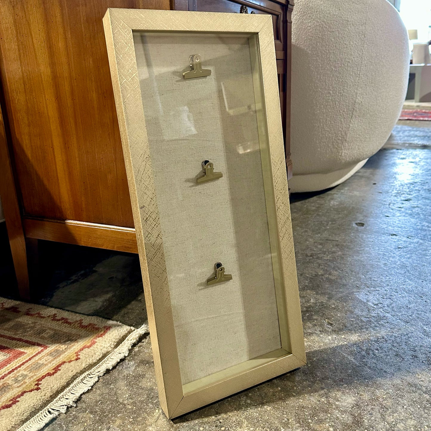 Gold Framed 3 Clip Shadow Box, 21.5" L x 9" W x 1.5" D