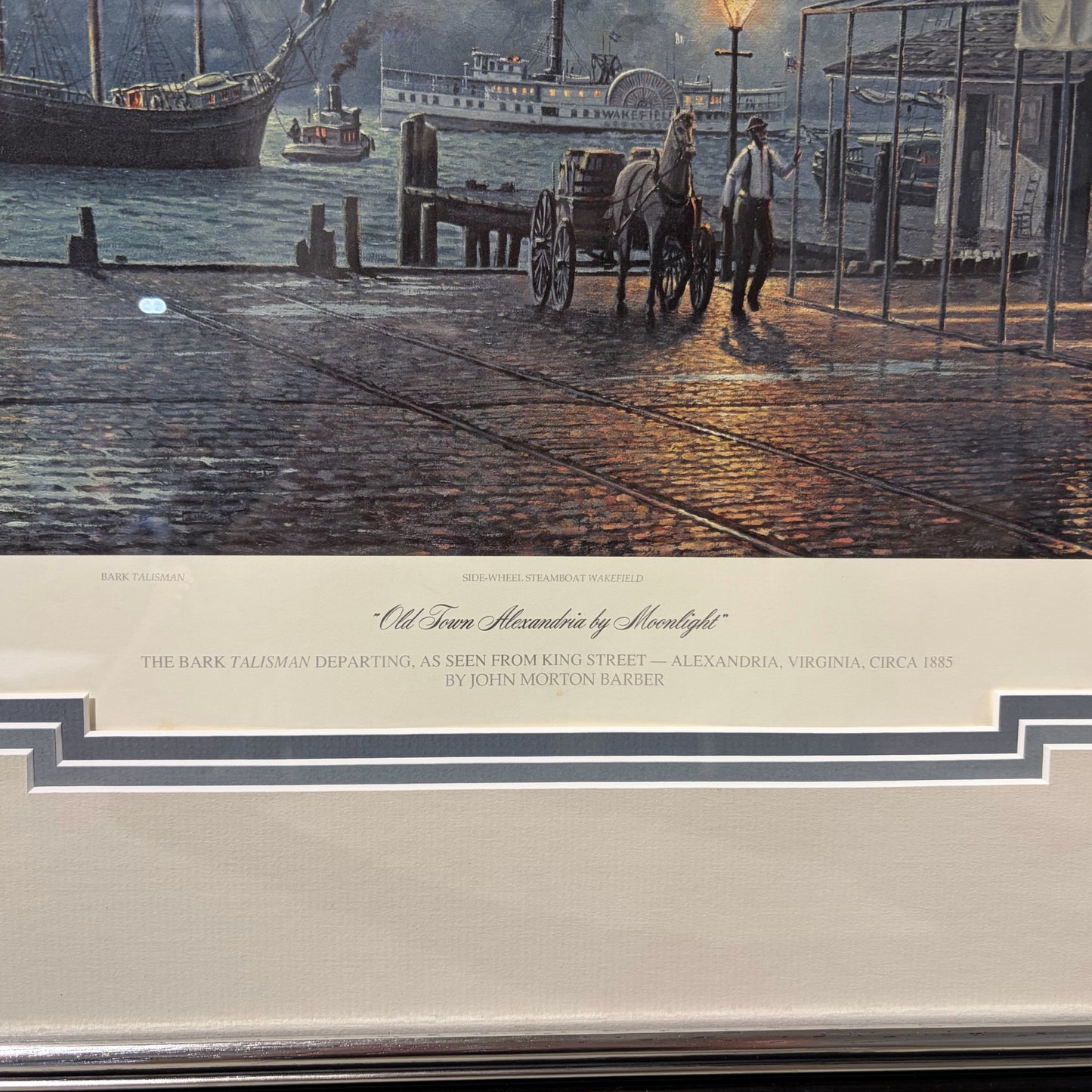 Signed & #d Print "Old Town Alexandria by Moonlight  by JohnBarber, 40"W x 30"H