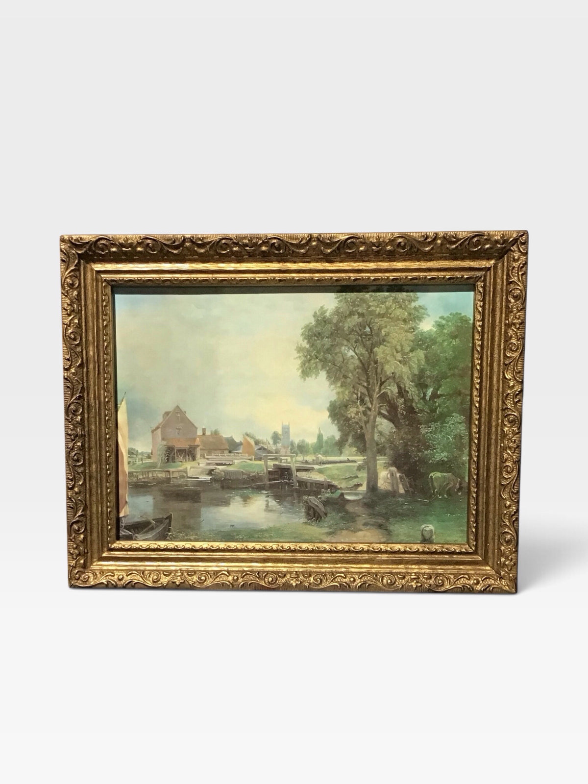 VTG Framed Print Rep of "Dedham Lock & Mill" by J Constable 18"W x 14"H