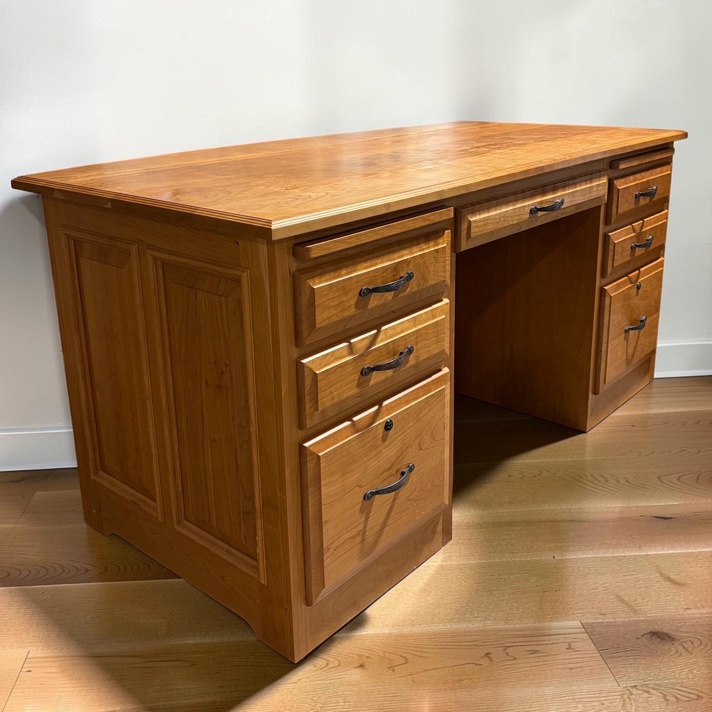 Dutch Creek Executive Desk, Cherry, 63.5"W x 33"D x 30.75"H