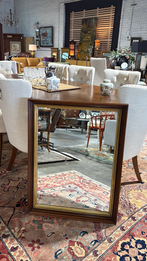 VTG cherry rectangle mirror, gold trim, 26"W x 34"H x 2"D