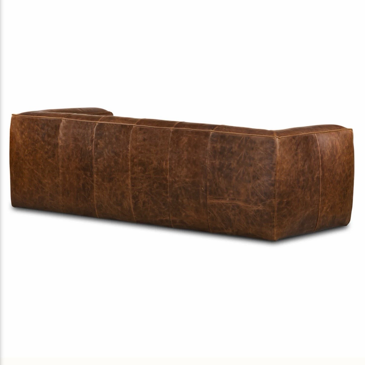Poly & Bark Capa Sofa - Chocolate Brown Leather, 92" W x 38" D x 28" H