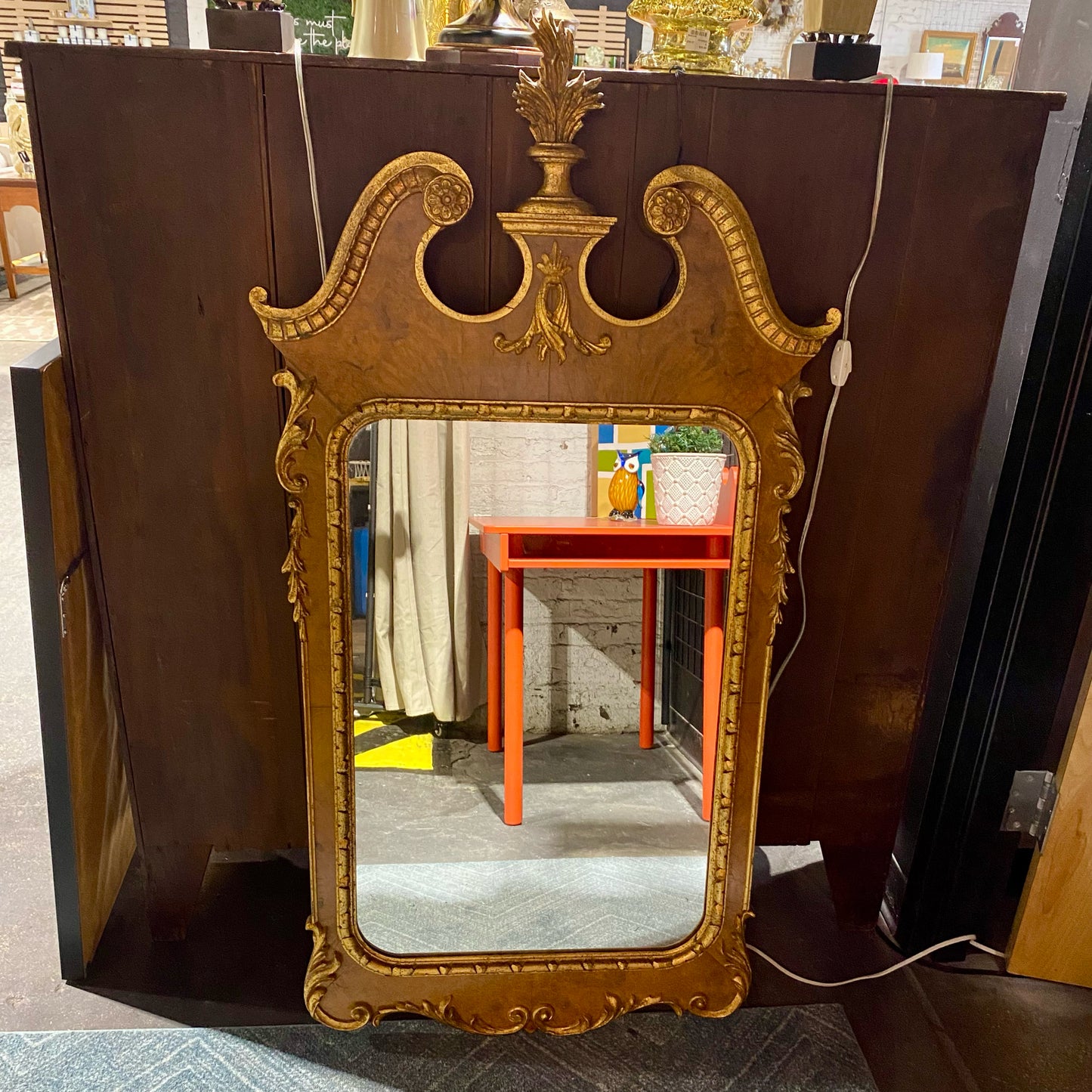 Vintage Neoclassical Gold Mirror, 28.25"W x 54.25"H x 2"D