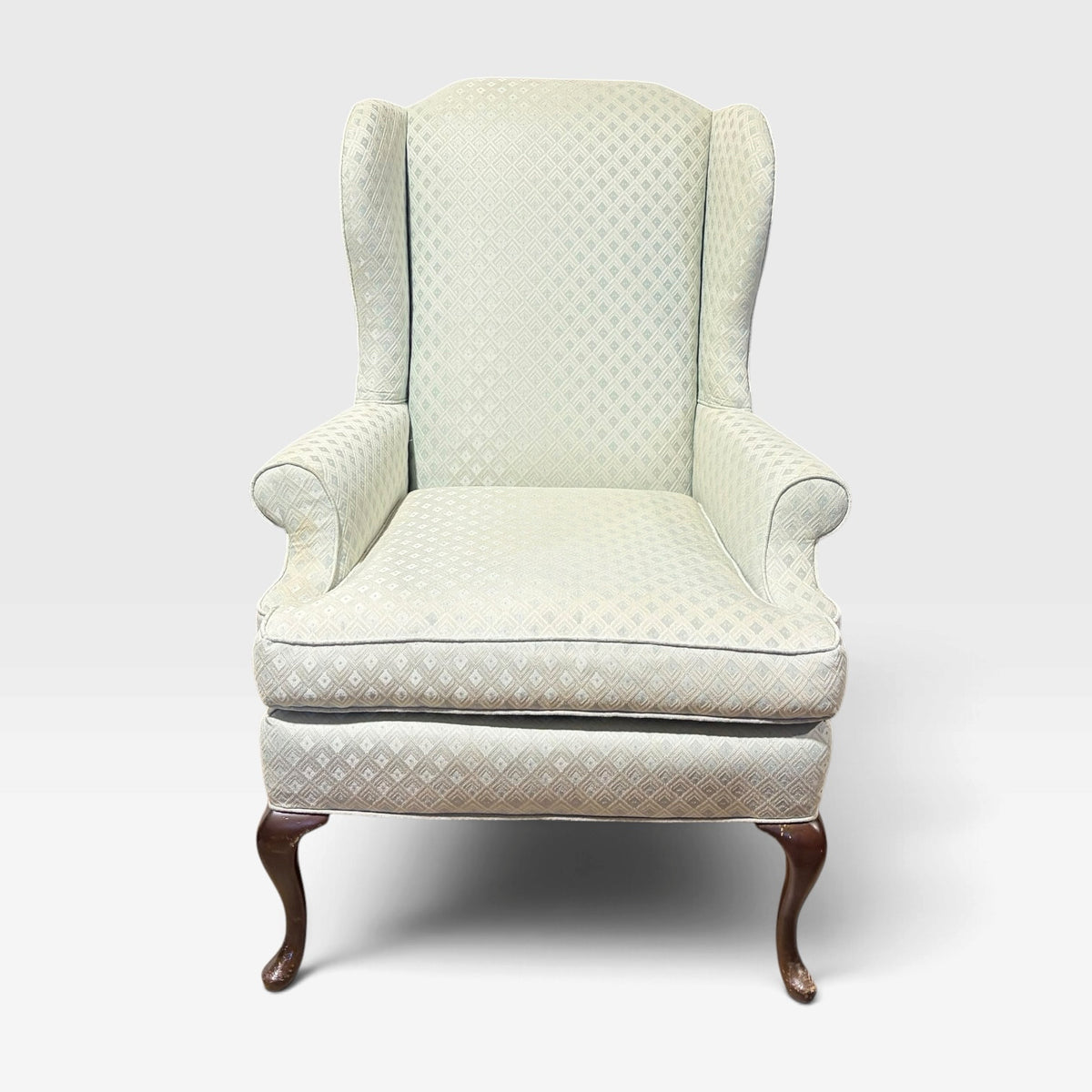 VTG Queen Anne Wingback Chair, 33.5"W x 37.5"D x 44.5"H