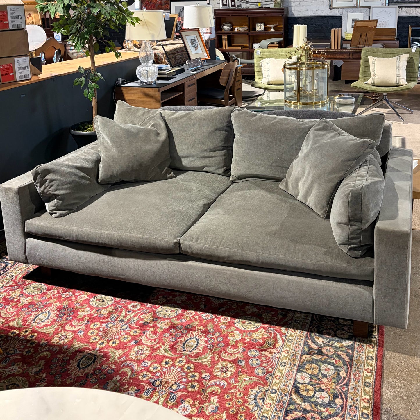 West Elm Harmony Sofa, Extra Deep, Mineral Gray Velvet, 82"W x 47"D x 35"H