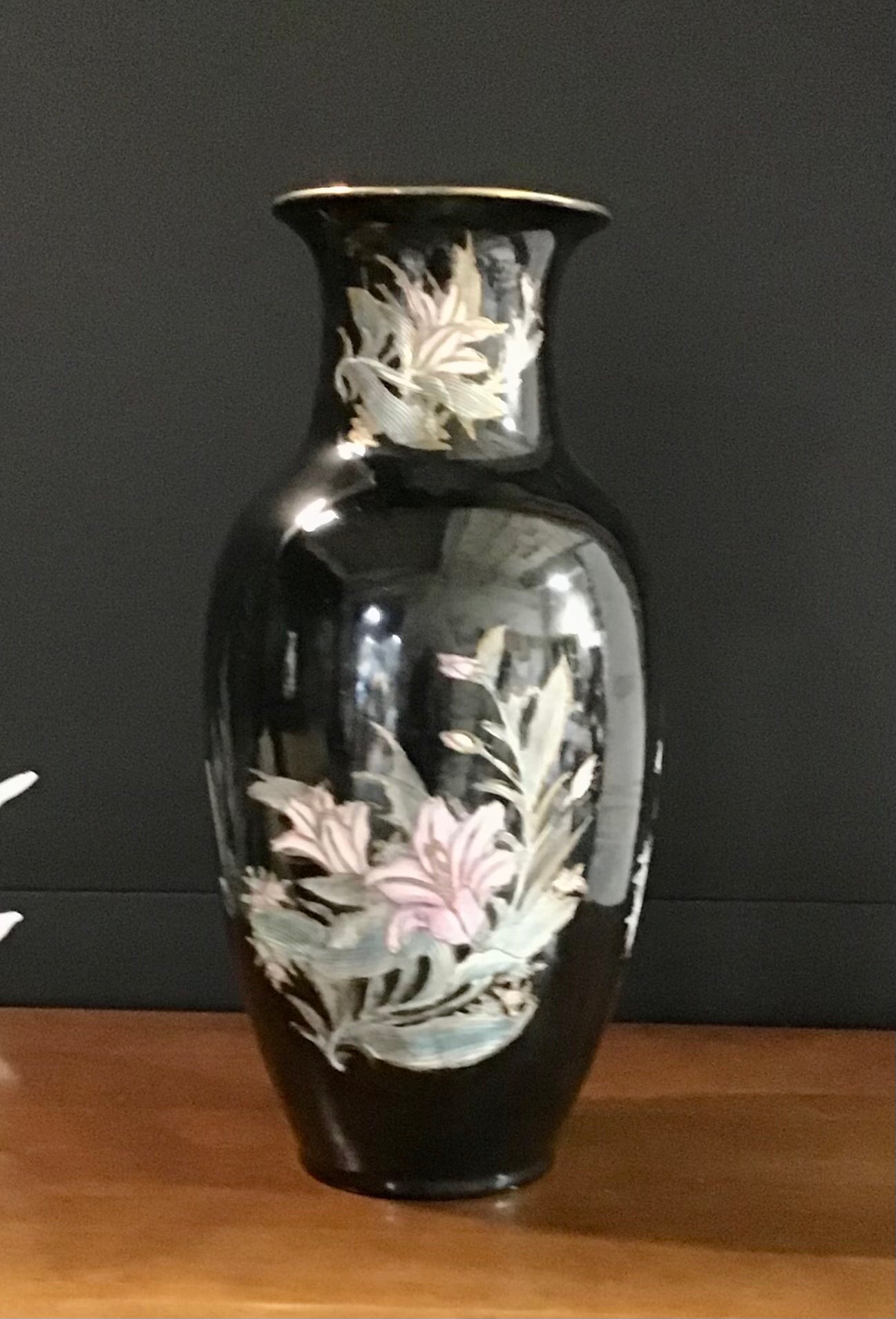Vintage Chinoiserie Vase 18.5"Hx9"W