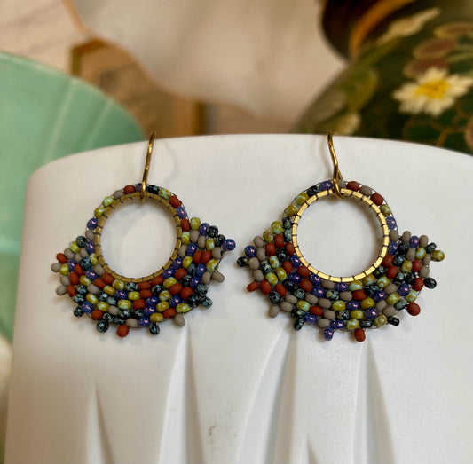 Fan Loop Earrings, Multi, Carrie Price Wearable Art