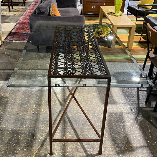 Glass & Iron Dining Table, 60"L x 36"W x30"H