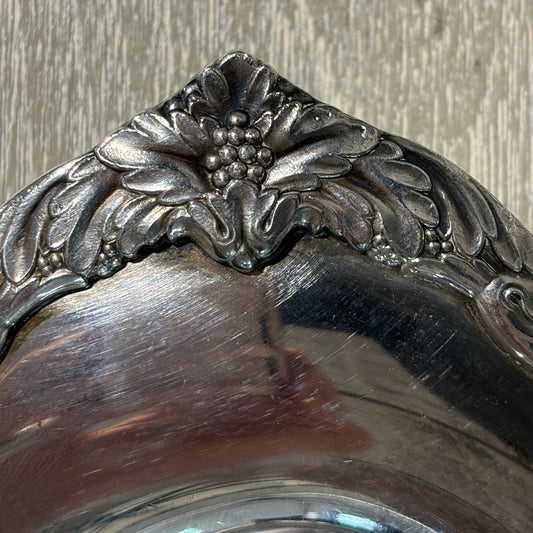Oblong Silverplate Server w/Floral Design, 15"W x 8"L