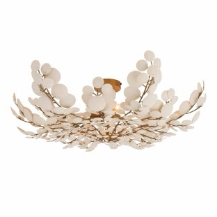 Bilal Flush Mount, Ivory with Antique Brass