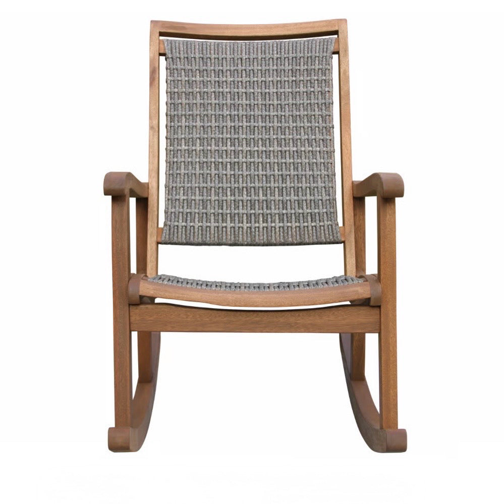 Outdoor Interiors Eucalyptus Driftwood Grey Wicker Rocker, 24"W x 38"D x 40"H