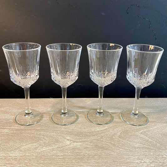 Set of 4 Crystal Wine Glasses, 6.75"H