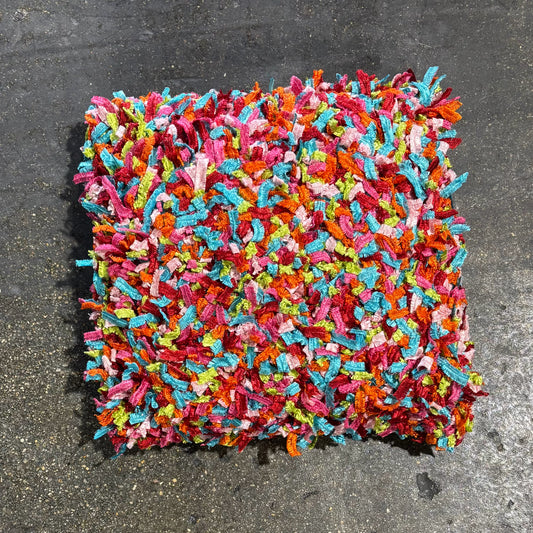 Red/Multi Colored Boho Pillow 18" W x 3" D x 18" H