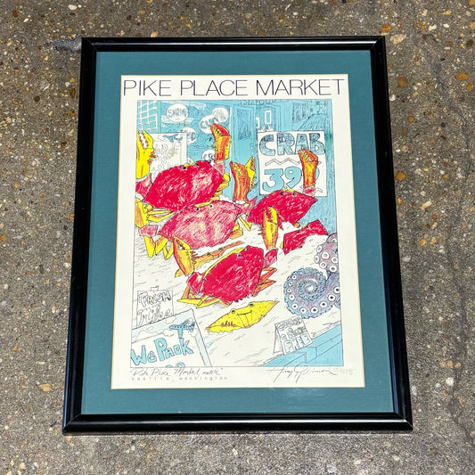 Pike Place Market Poster, signed Tim Robinson, 13" W x 1" D x 17" H
