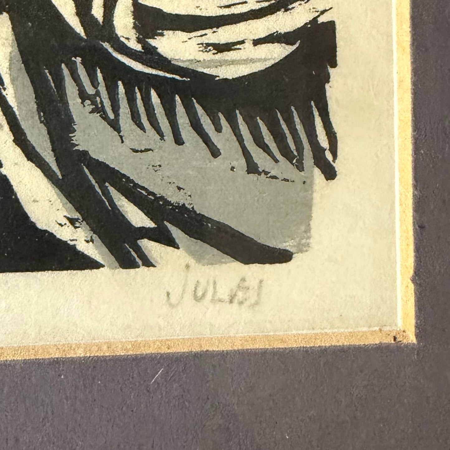 "Trio" Wood Block Print by Mervin Jules, 22"W x 18"H x 1"D