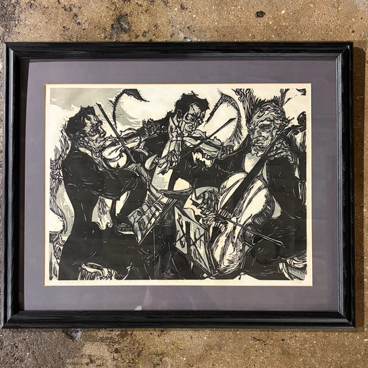 "Trio" Wood Block Print by Mervin Jules, 22"W x 18"H x 1"D
