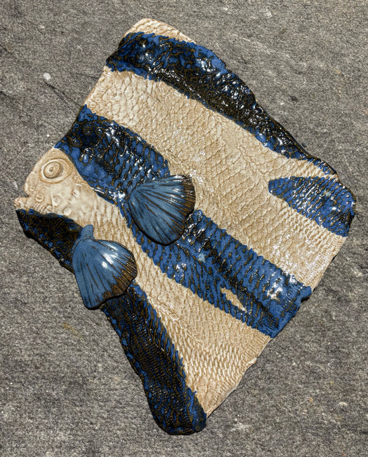 Signed Studio Pottery, Fish Wall Art 20"H x 18"W