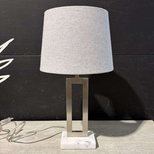 Brushed Nickel & Marble Base Table Lamp, 18.25"H