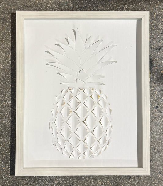 Paper Cut Pineapple art, 17.5"W x 21.5"H x 15"D