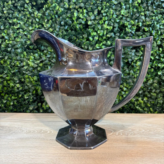 Wilcox Silverplate Art Deco Pitcher, 9"H x 9"W x 7"D