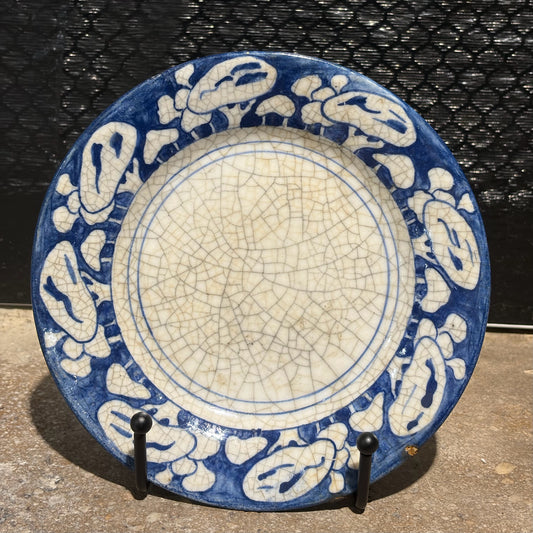 Vintage Dedham Pottery Snow Tree Plate, 6"Dia x 1"D