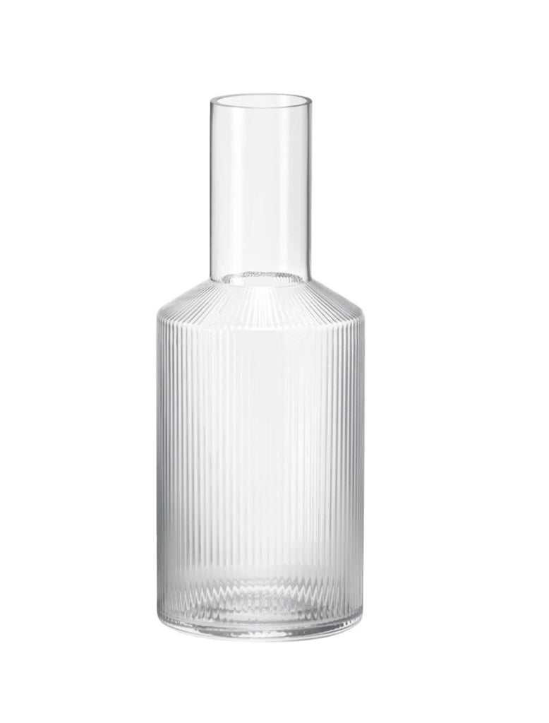 Ripple carafe,clear, mouth-blown, 3.5"dia x 9.5"h
