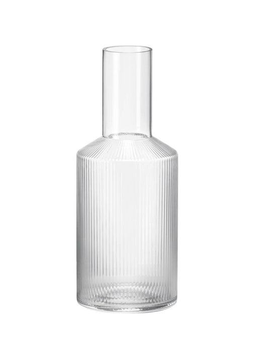 Ripple carafe,clear, mouth-blown, 3.5"dia x 9.5"h