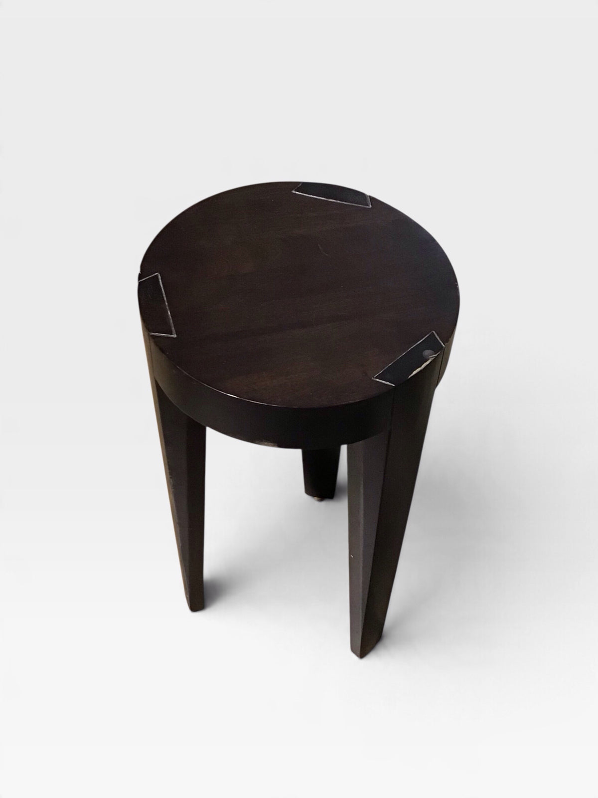 Dark Wood Round Tripod Side Table 13" Diam x 26.6"H