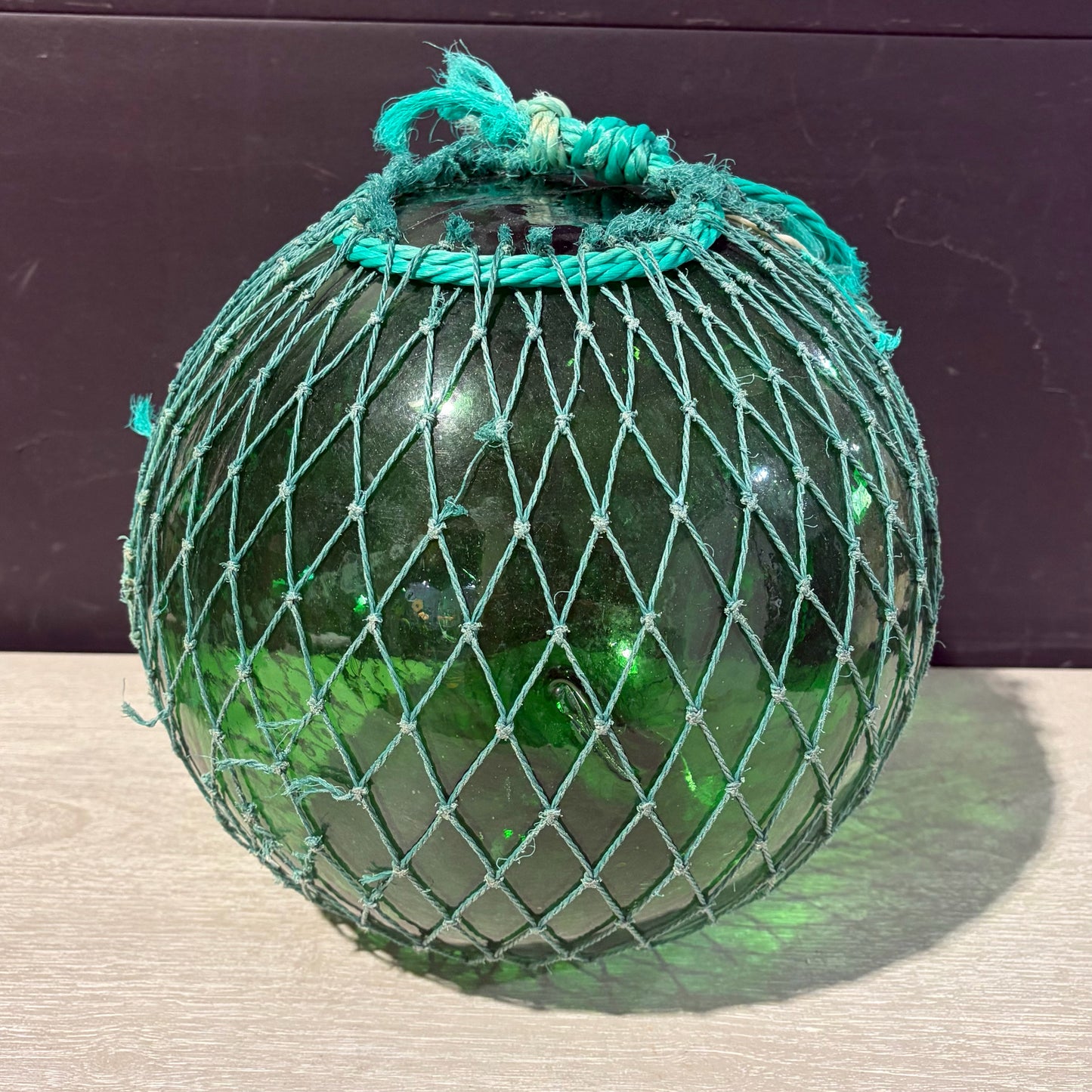 VTG Hand-Blown Green Glass Fishing Float, 11"W x 11"D x 11"H