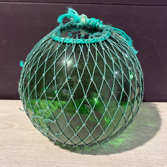 VTG Hand-Blown Green Glass Fishing Float, 11"W x 11"D x 11"H