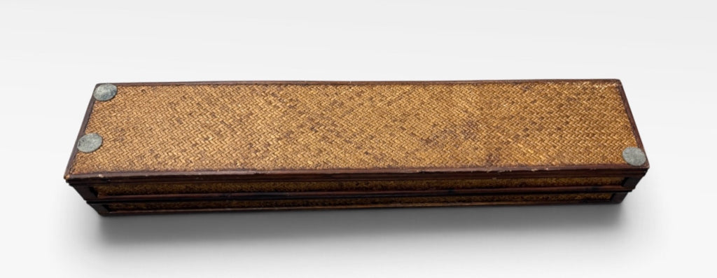 VTG rattan trinket box, long/narrow