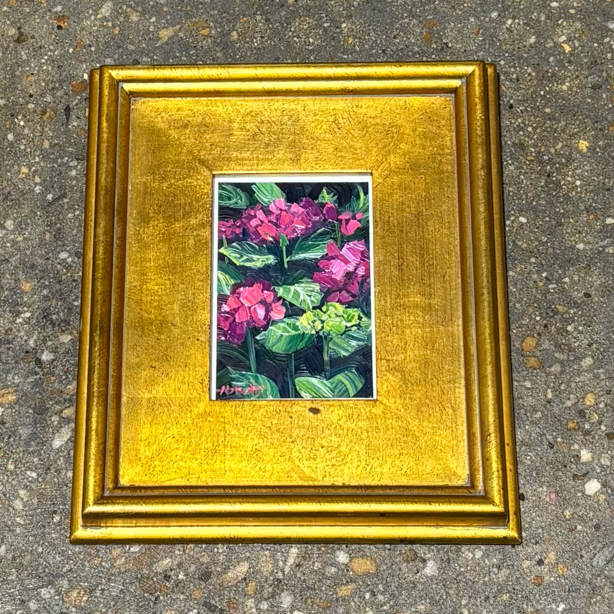 Fuschia Hydrangeas Painting 11.25" W x 1.5" x 13" H