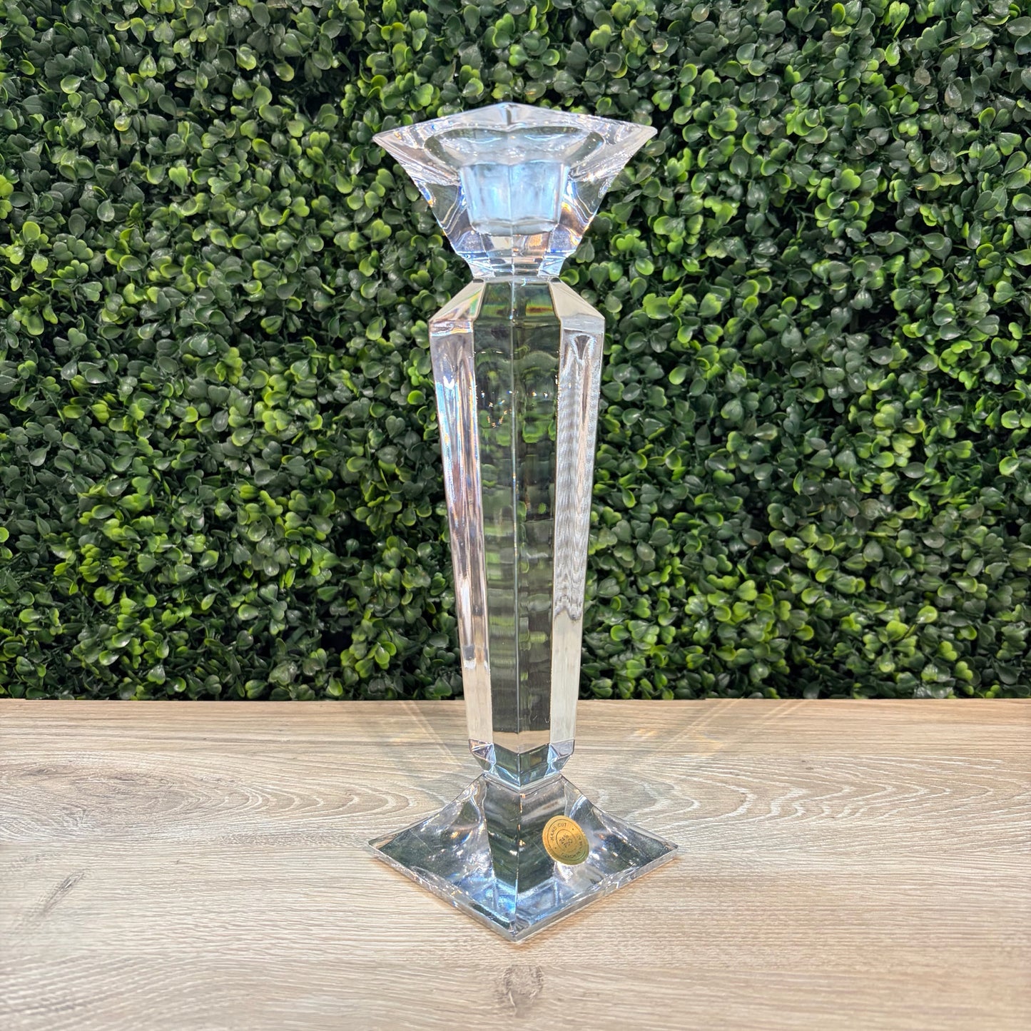 VTG Bohemia Lead Crystal Candleholder, 10"H x 3"Sq