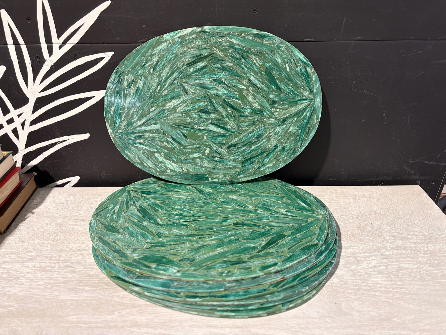 VTG Jade-Style Oval Placemats w/ Cork Underlay  Set of 8