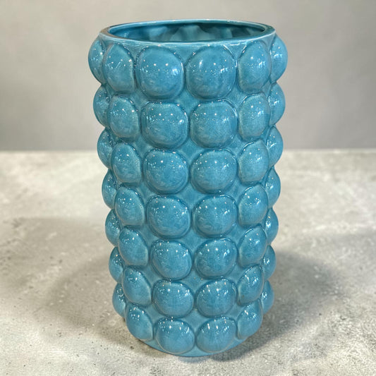 Turquoise Ceramic Bubble Vase, 13"H x 8"Dia