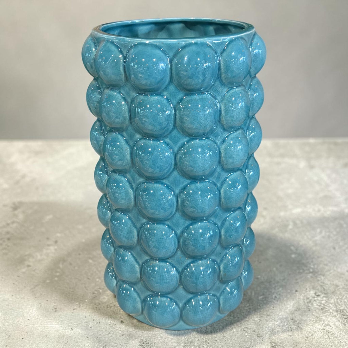 Turquoise Ceramic Bubble Vase, 13"H x 8"Dia