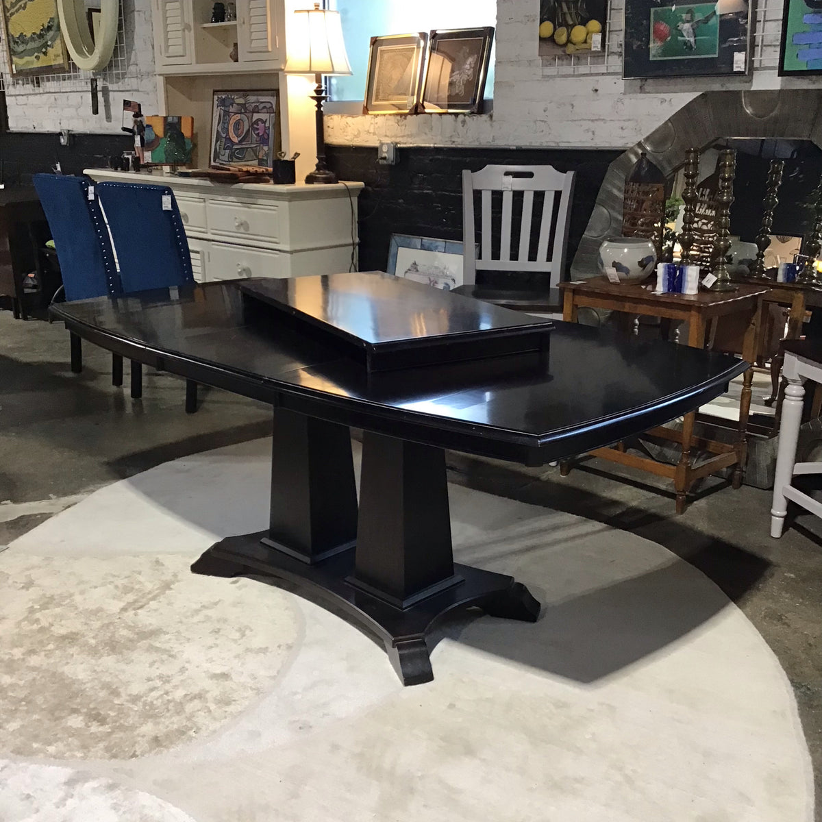 Dark Brown Art Deco Style Dinning Table 54"/90"W x 36"D x 29"H