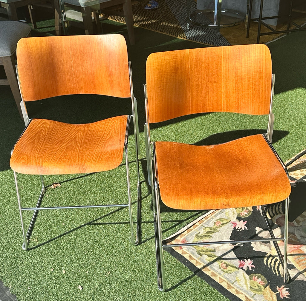 Vintage MCM David Rowland 40/4 chairs, SET of 2, 18"W x 18"D x 30"H