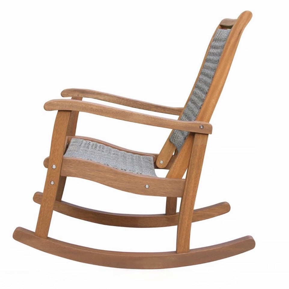 Outdoor Interiors Eucalyptus Driftwood Grey Wicker Rocker, 24"W x 38"D x 40"H