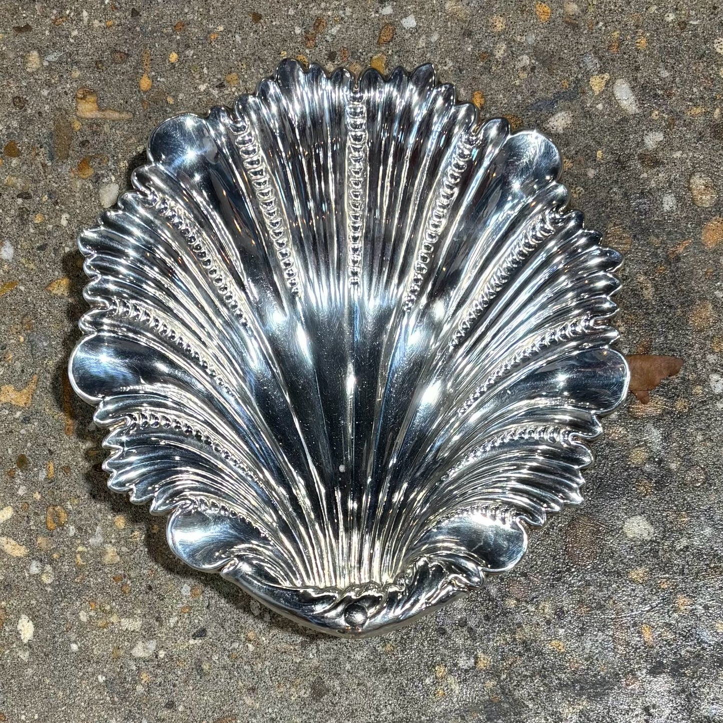 Footed Silverplate Shell Bowl 9.5" L x 9" W x 2" H